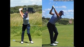 Justin Thomas golf swing  Long Iron faceon amp downtheline July 2017 [upl. by Choong]