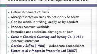 Misrepresentation Lecture 1 of 4 [upl. by Shiau]